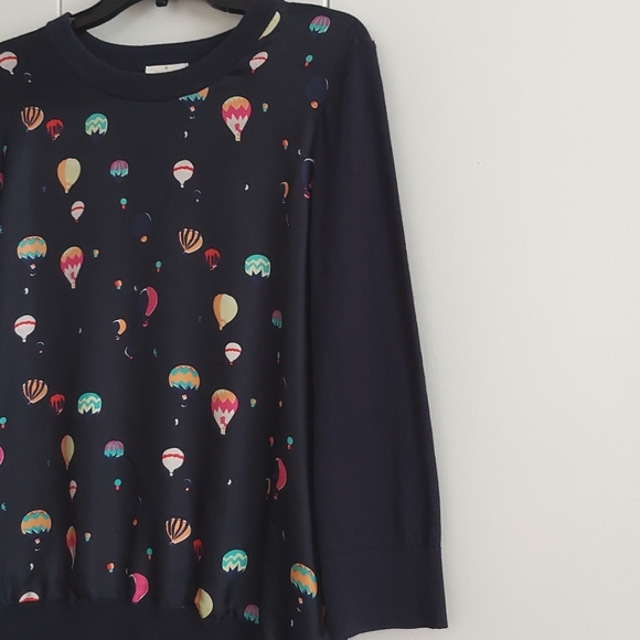 Kate Spade Head in the Clouds Hot Air Balloon Sweater Size Large Blue Multicolor - Picture 6 of 16